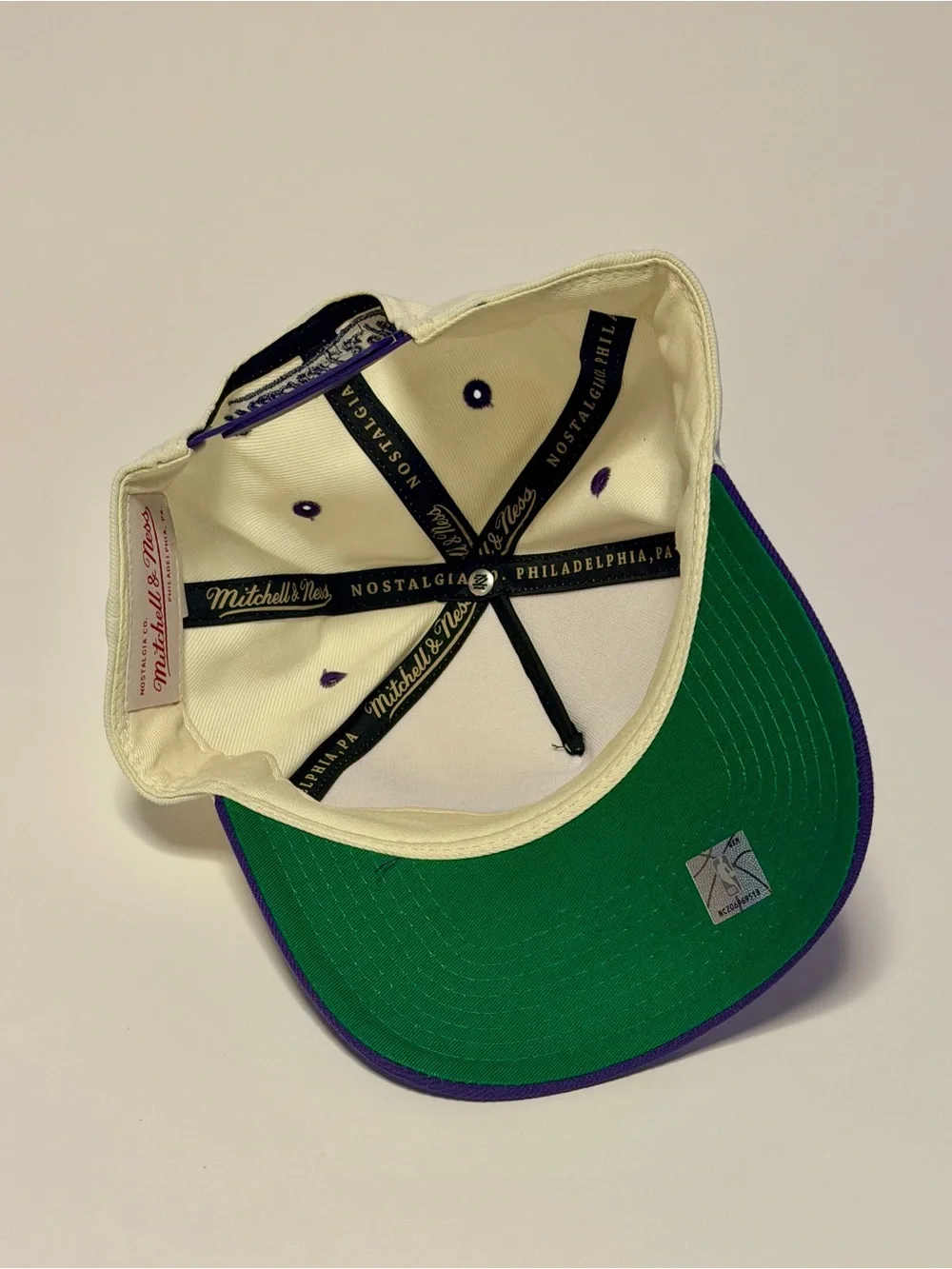 Mitchell & Ness LA Lakers Basketball Club Pro Pinch Hat Cream Purple